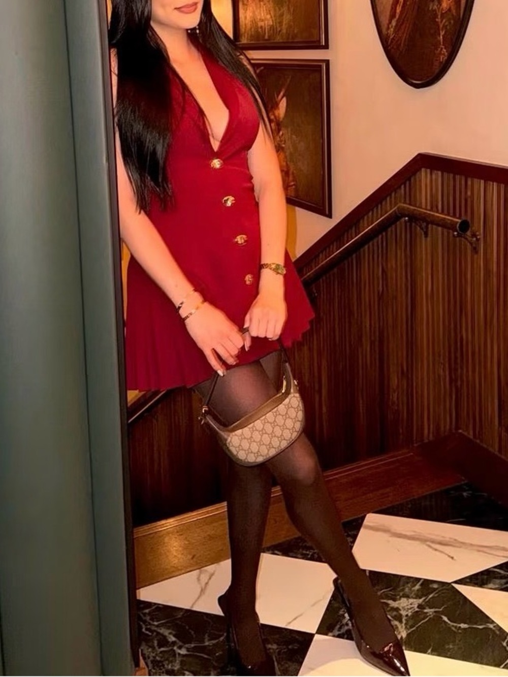 Women’s Sleeveless Deep V Button-Front Mini Dress in Burgundy